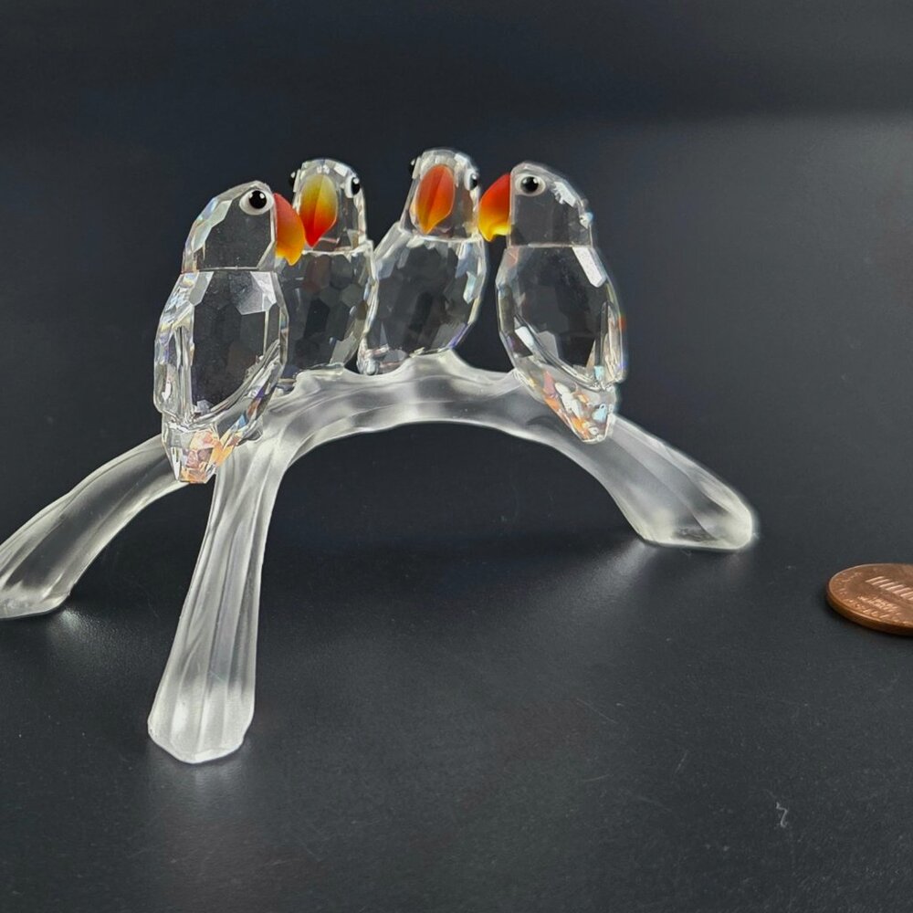 Vintage Swarovski “Feathered Beauties” Baby Lovebirds Figurine — No Box - Picture 4 of 11